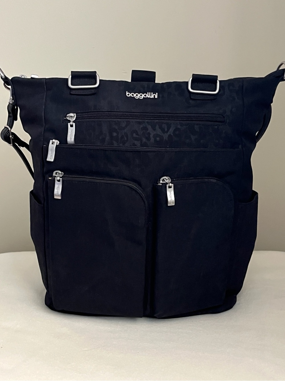 Baggallini Black Leopard-Print Travel Tote